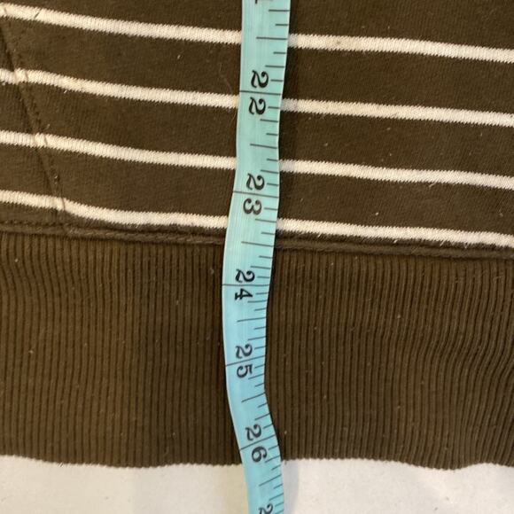 Merona Striped Thick Long Sleeve Fleece Lined Sweatshirt Dark Green Sz Lg - Picture 11 of 11